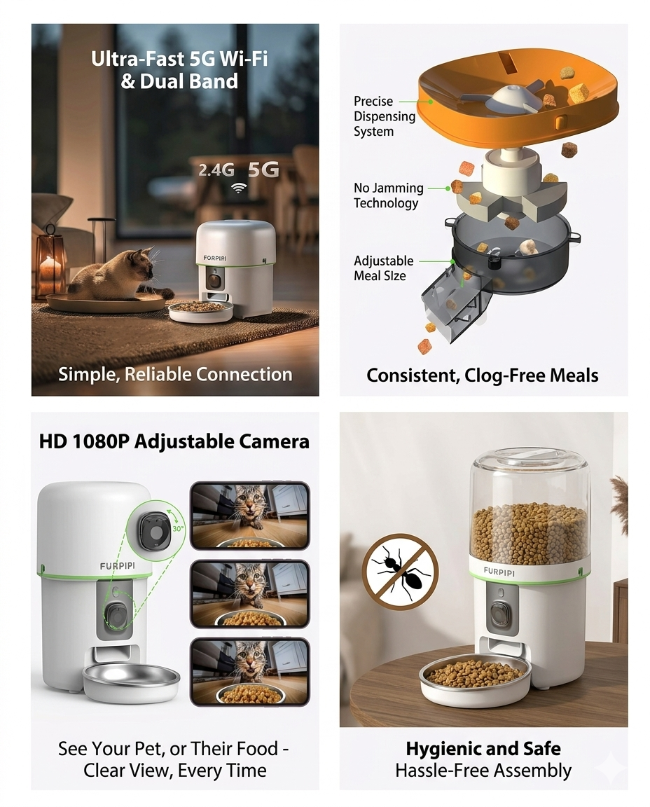PetGuard 5G - Smart Cat Feeder with HD 1080P Camera