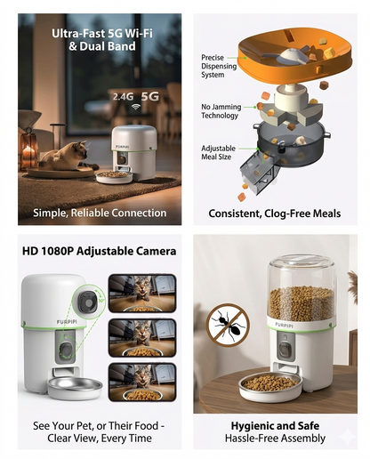 PetGuard 5G - Smart Cat Feeder with HD 1080P Camera